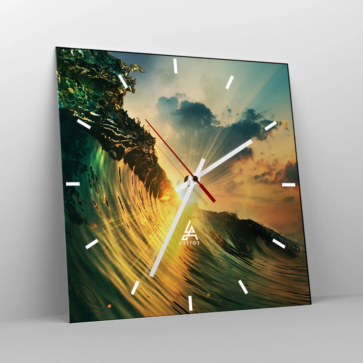 Wall clock - Clock on glass - Surfer, Where Are You? - 30x30 cm
