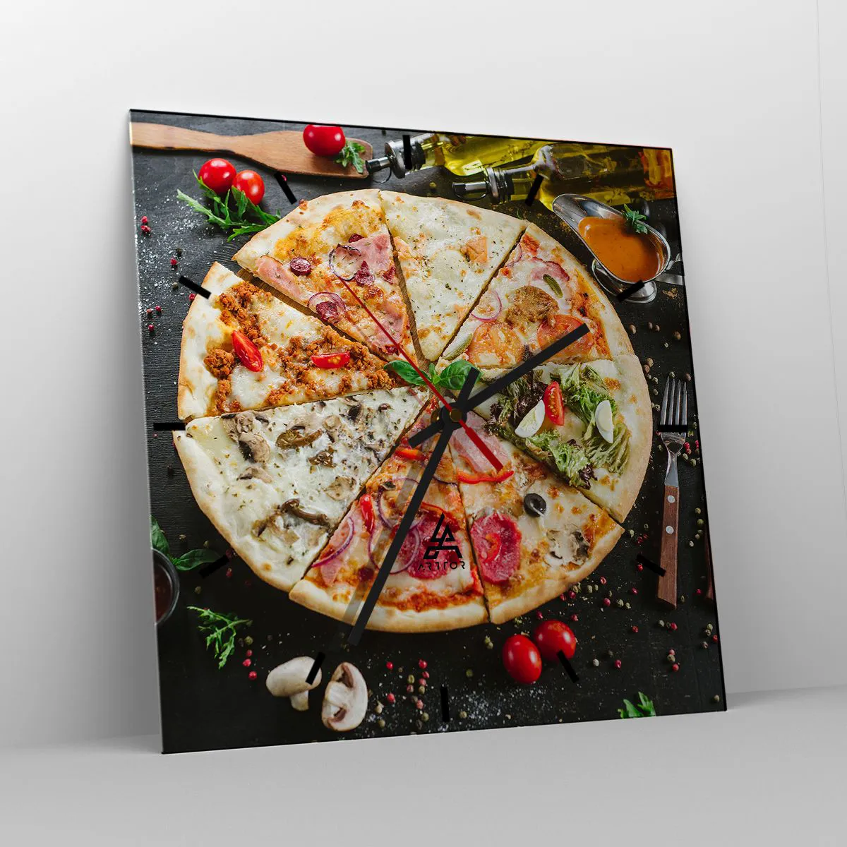 Ceas de perete - Ceas pe sticlă - Un evantai de arome - 30x30 cm