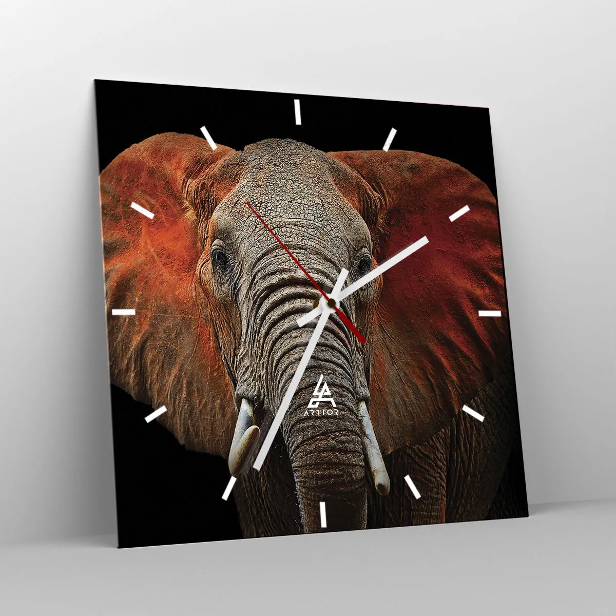 Horloge murale - Pendule murale - Portrait d'un éléphant sur fond noir - 30x30cm - Je suis sauvage, et toi? - Décoration murale moderne pour le salon et la chambre ARTTOR