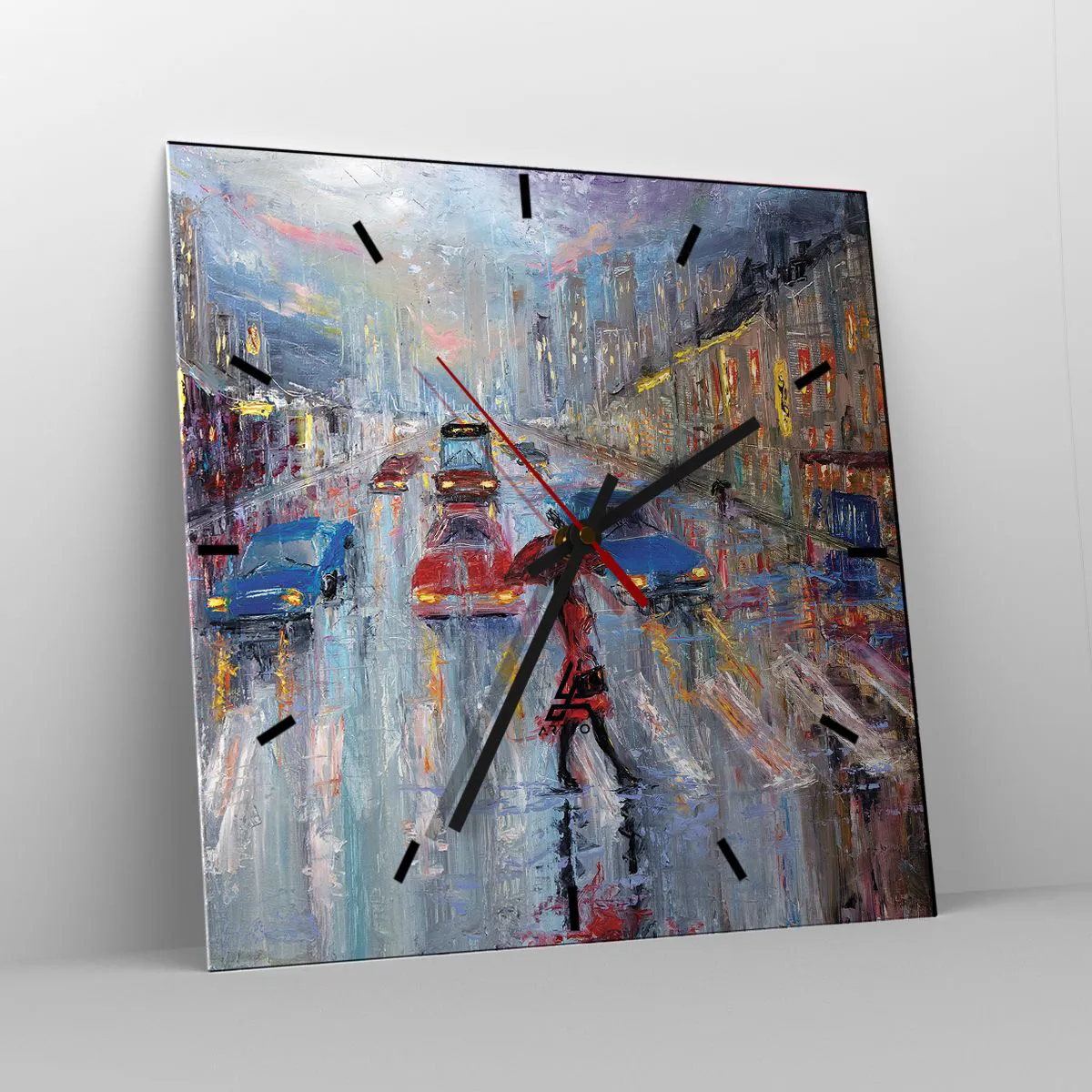 Falióra, Óra - Esős délután a városban - 30x30 cm