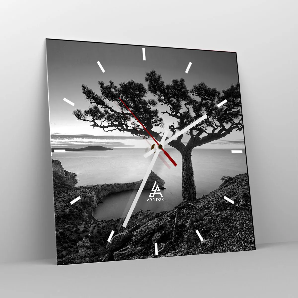 Relógio de parede - Relógio em vidro - Paz até ao horizonte - 30x30 cm