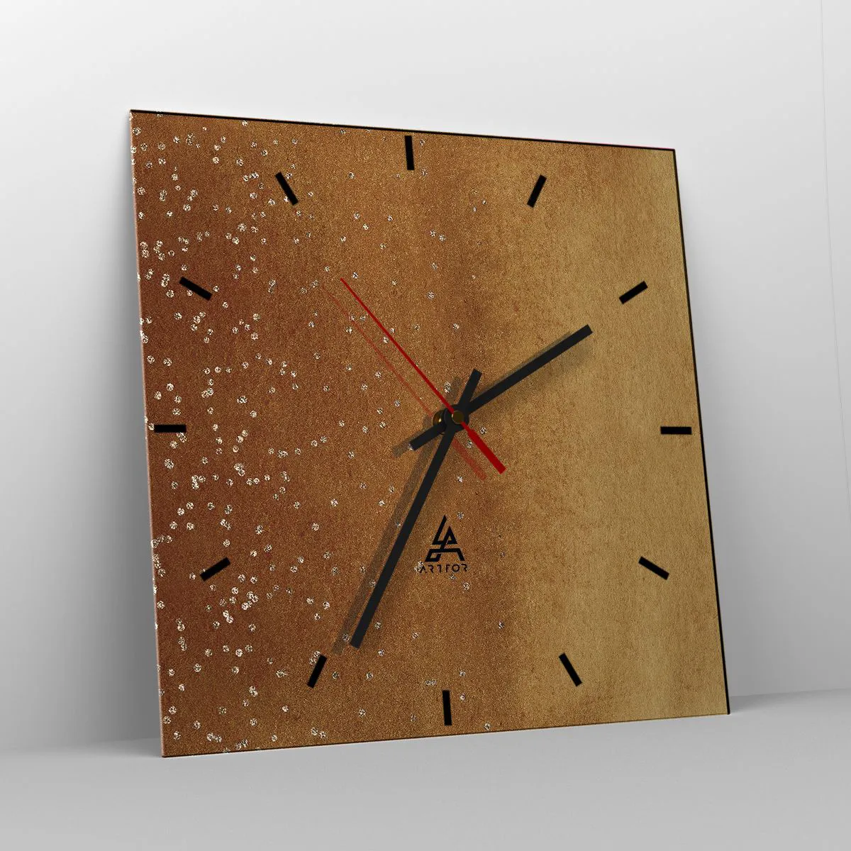 Zegar ścienny - Złoty gradient z subtelnym połyskiem i zdobieniem - 30x30cm - Narodziny światła - Nowoczesna dekoracja ścienna do salonu i sypialni ARTTOR