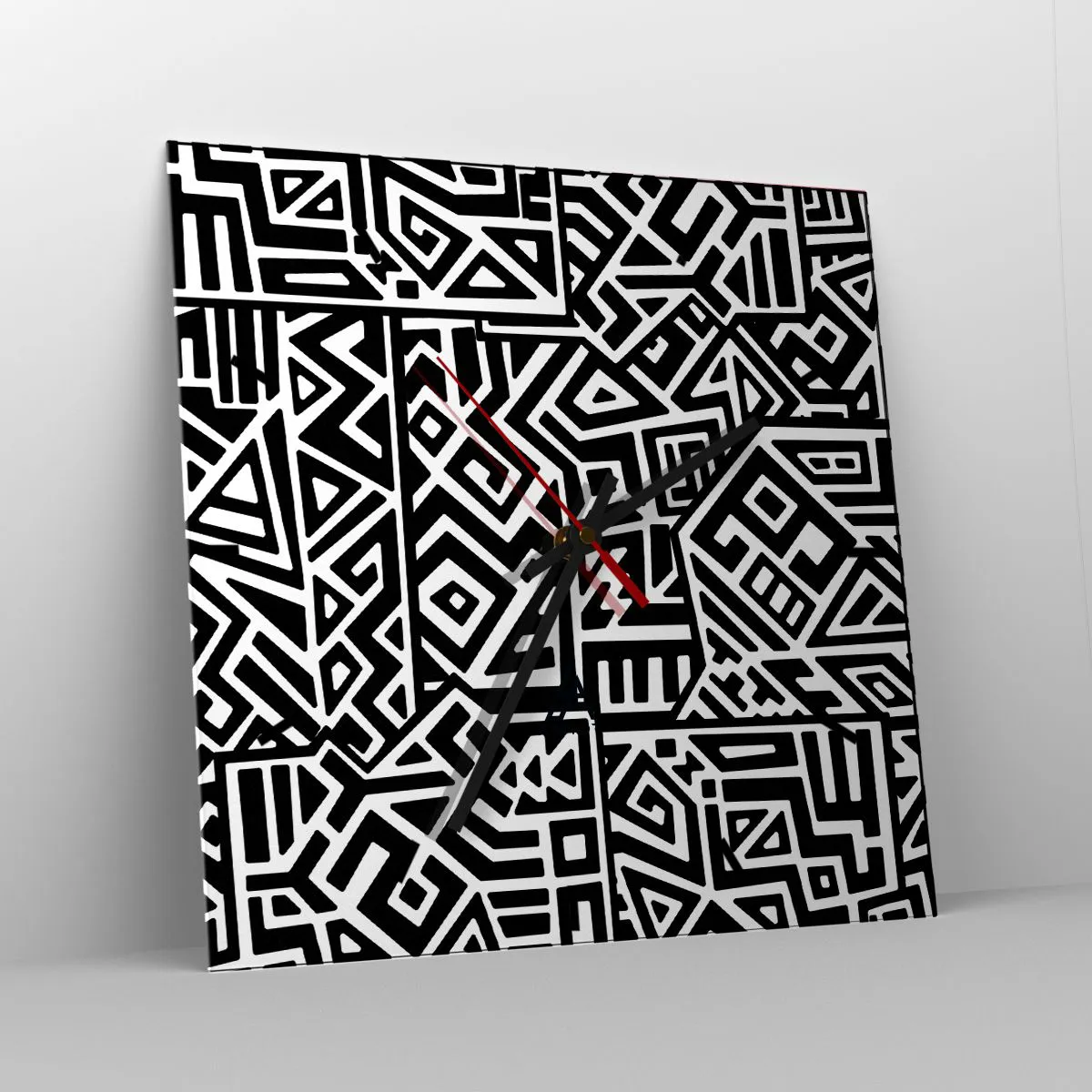 Ceas de perete - Ceas pe sticlă - Compoziție precolumbiană - 30x30 cm