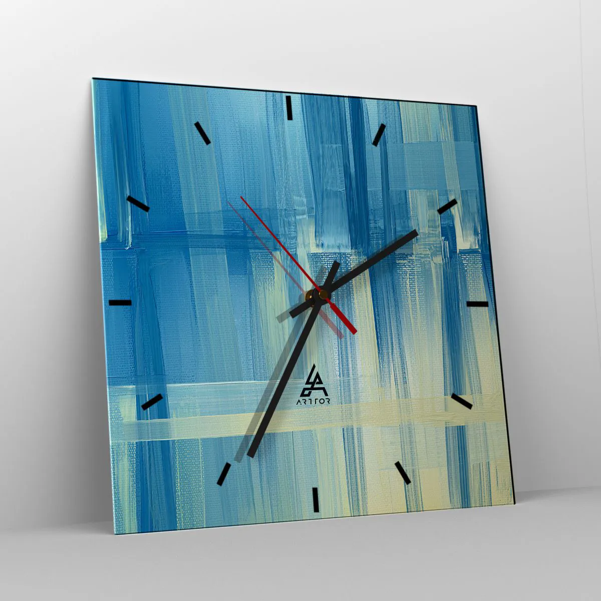 Relógio de parede - Relógio em vidro - Composição em turquesa - 30x30 cm