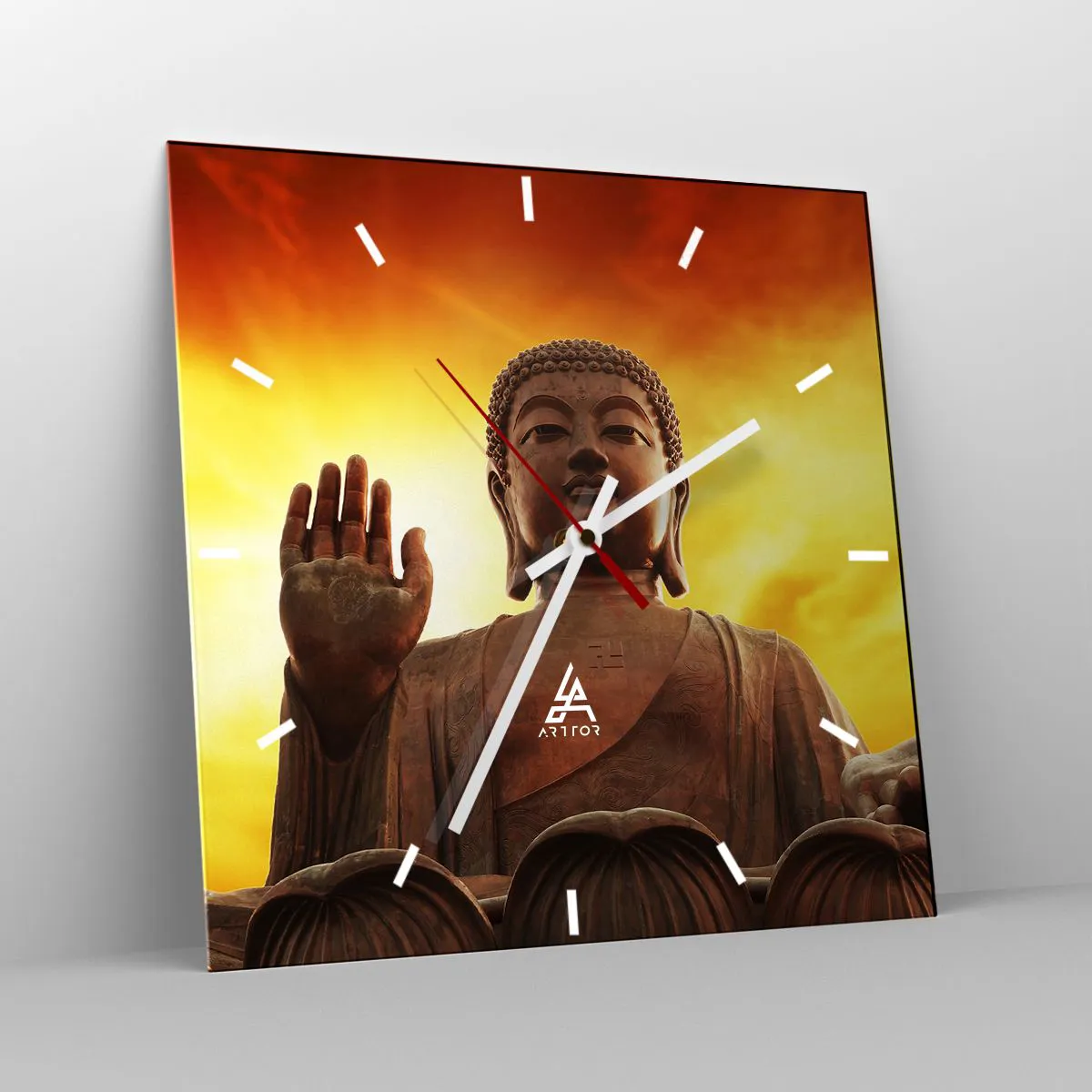 Ceas de perete - Ceas pe sticlă - Pacea lumii - 40x40 cm