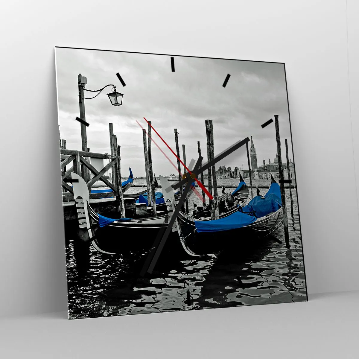 Ceas de perete - Ceas pe sticlă - Veneția stând pe gânduri - 40x40 cm