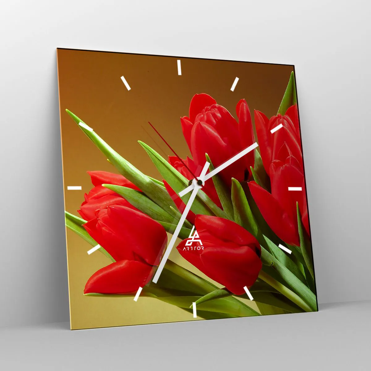 Ceas de perete - Ceas pe sticlă - O explozie de bucurie de primăvară - 40x40 cm