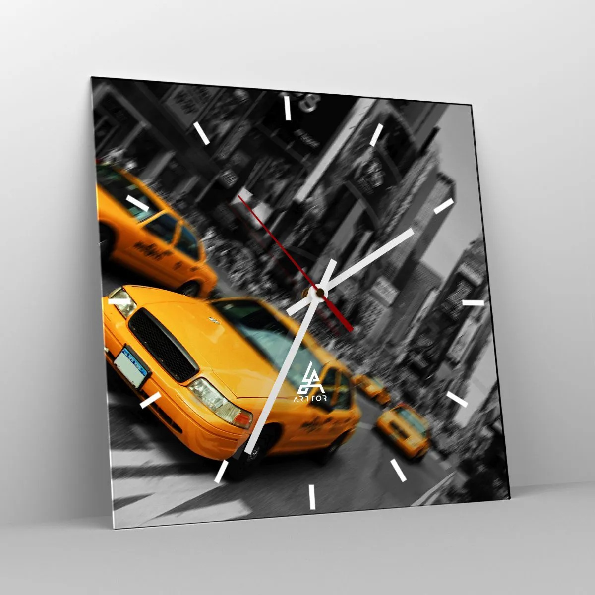 Väggklocka - Klocka på glas - New Yorks soldroppar - 40x40 cm