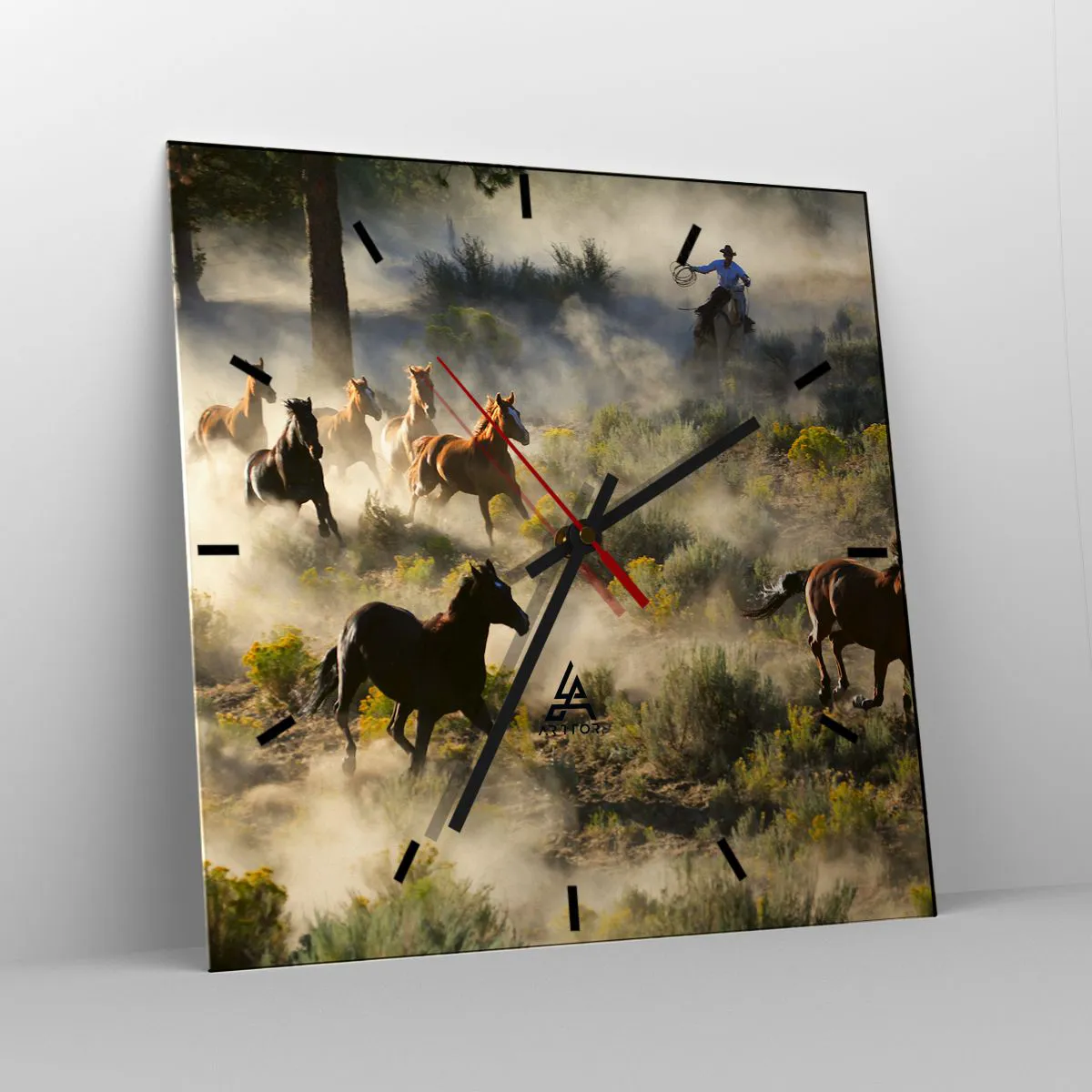 Ceas de perete - Ceas pe sticlă - Rivalitatea - libertate sau putere masculină? - 40x40 cm