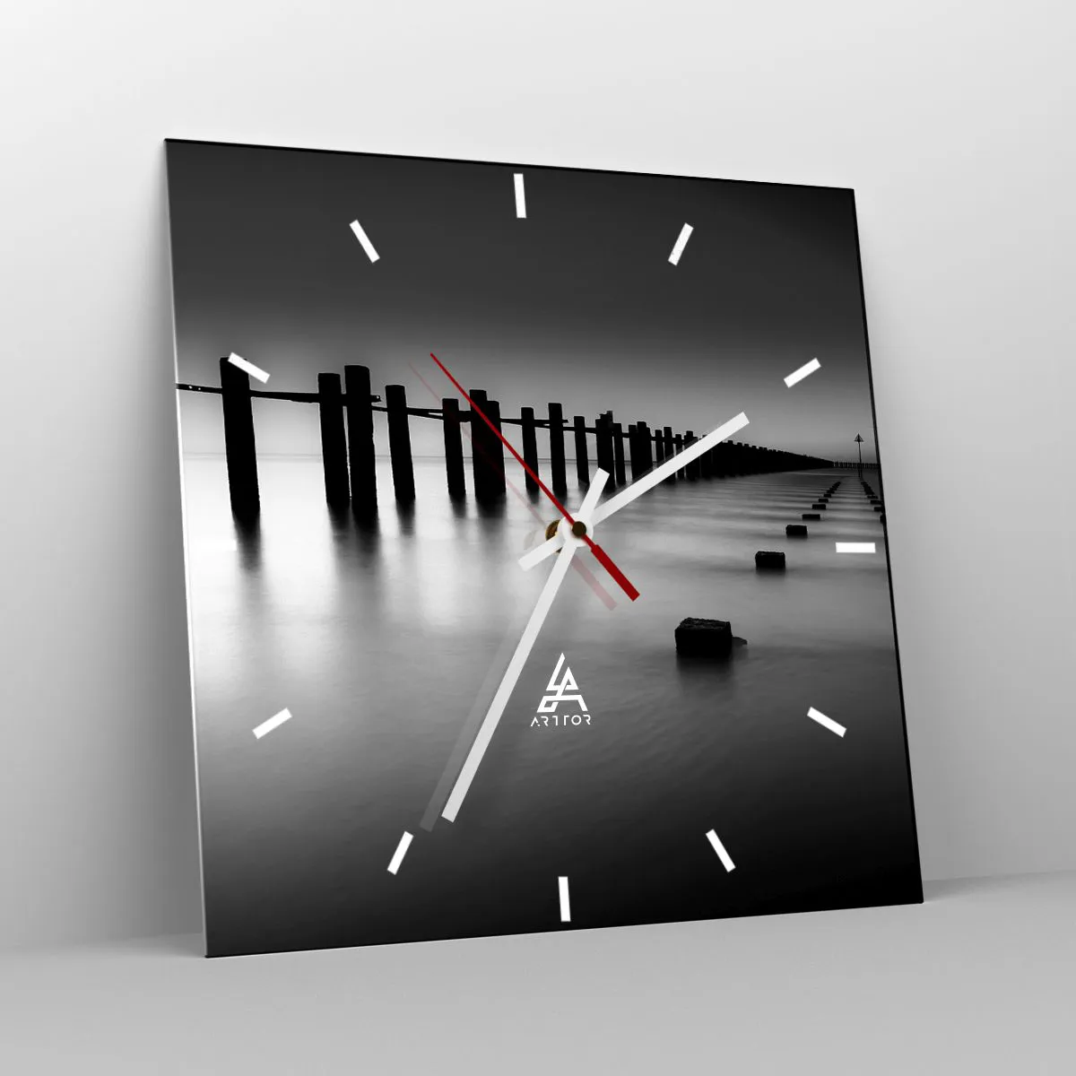 Ceas de perete - Ceas pe sticlă - În depărtare gri în ceață - 40x40 cm