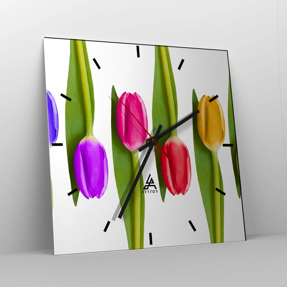 Ceas de perete - Ceas pe sticlă - Compoziție curcubeu - 40x40 cm