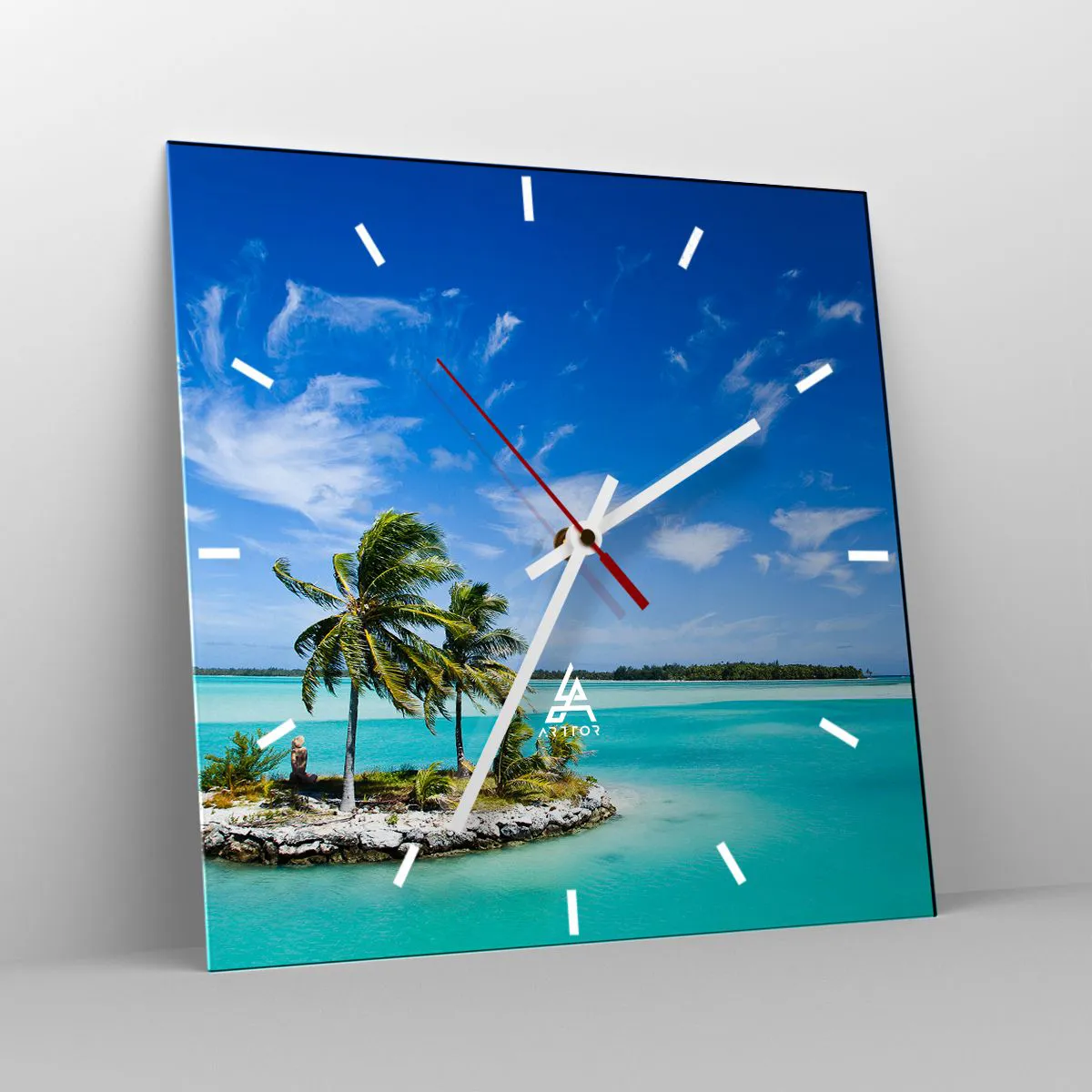 Reloj de pared - Reloj de vidrio - El paraíso en la Tierra - 40x40 cm