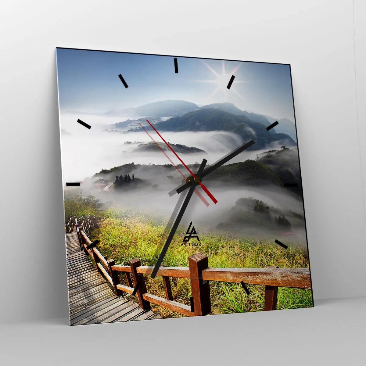 Wanduhr - Glasuhr - Gewebt aus Lichtschein und Nebel - 40x40 cm