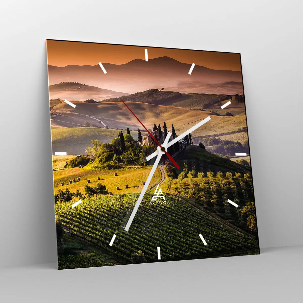 Orologio da parete - Orologio in Vetro - Arcadia: paesaggio toscano - 40x40 cm