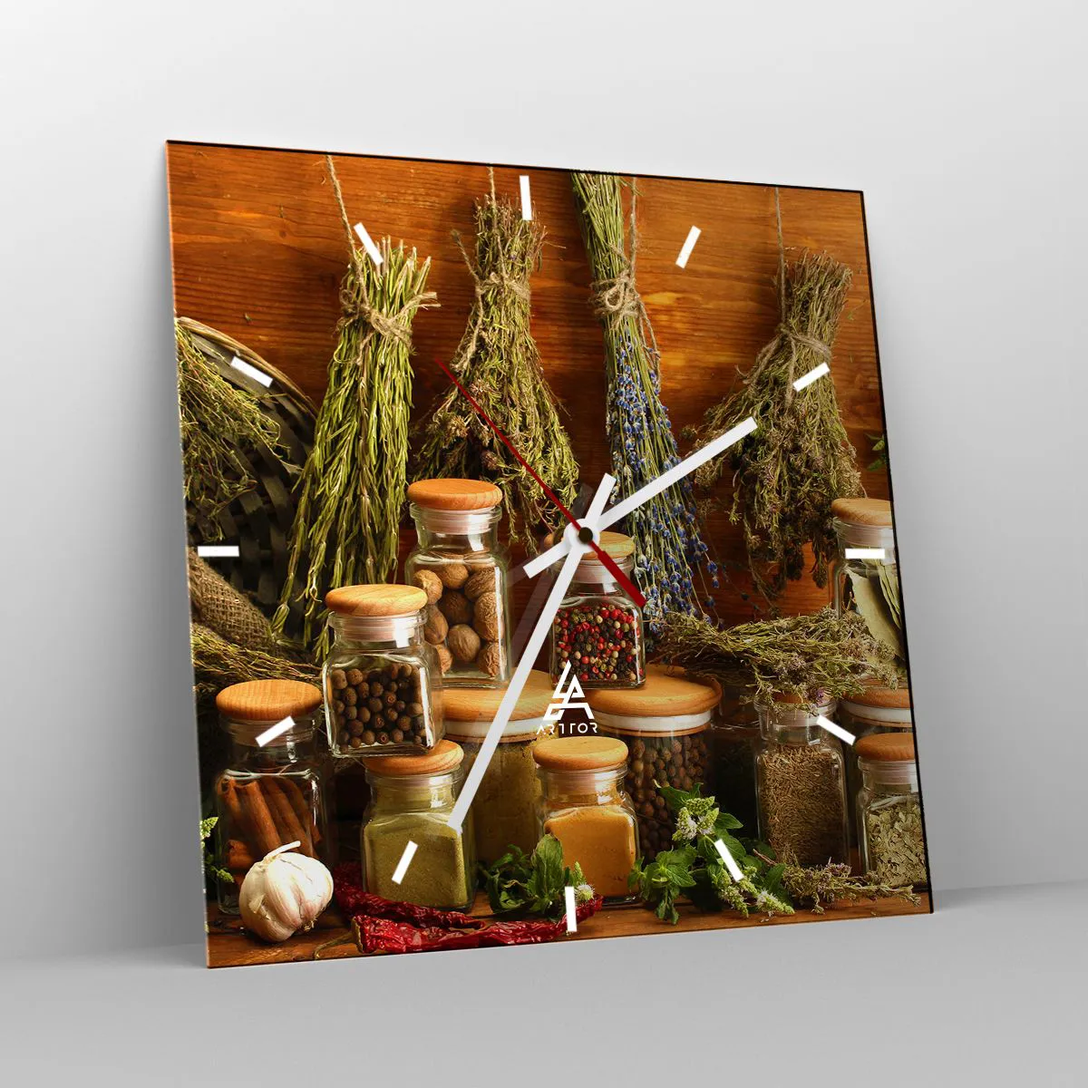 Ceas de perete - Ceas pe sticlă - Vrăjitorie de bucătărie - 40x40 cm