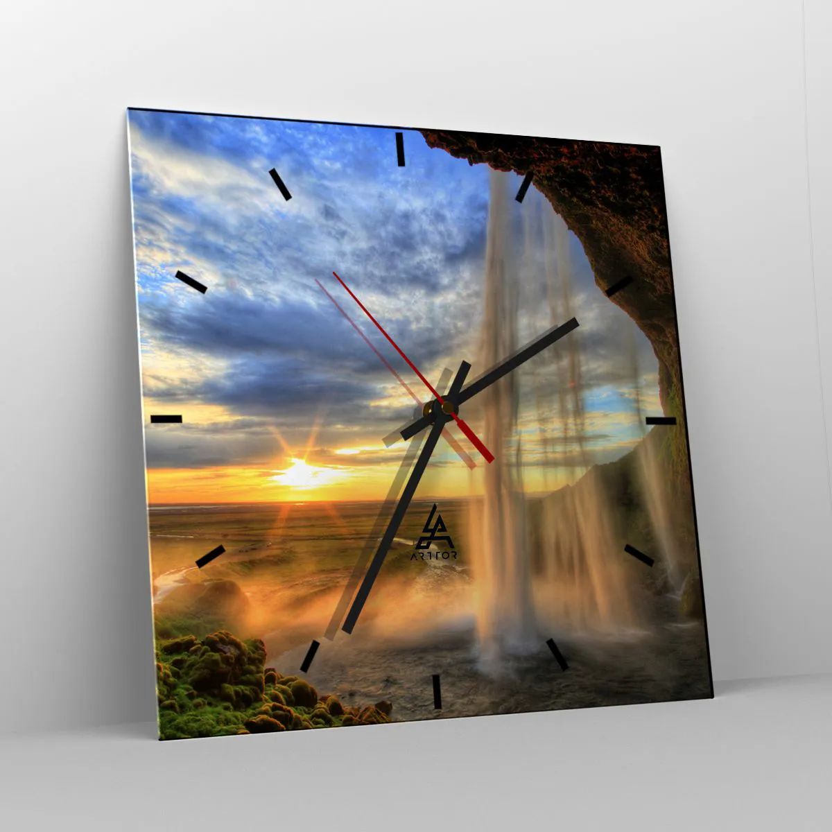 Wanduhr - Glasuhr - Die Welt hinter einem Schleier aus Tropfen - 40x40 cm