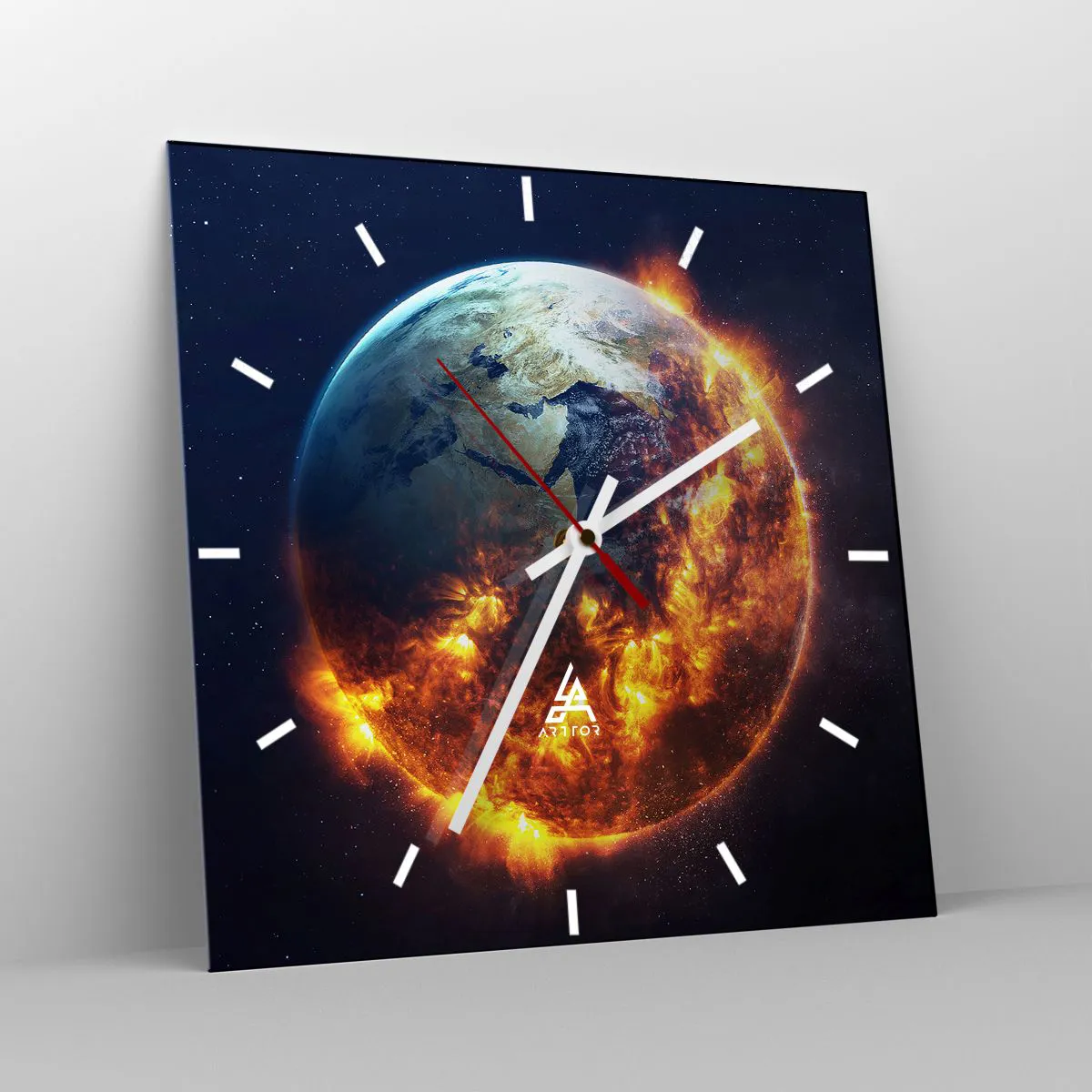 Ceas de perete - Ceas pe sticlă - Flacăra apocalipsei - 40x40 cm