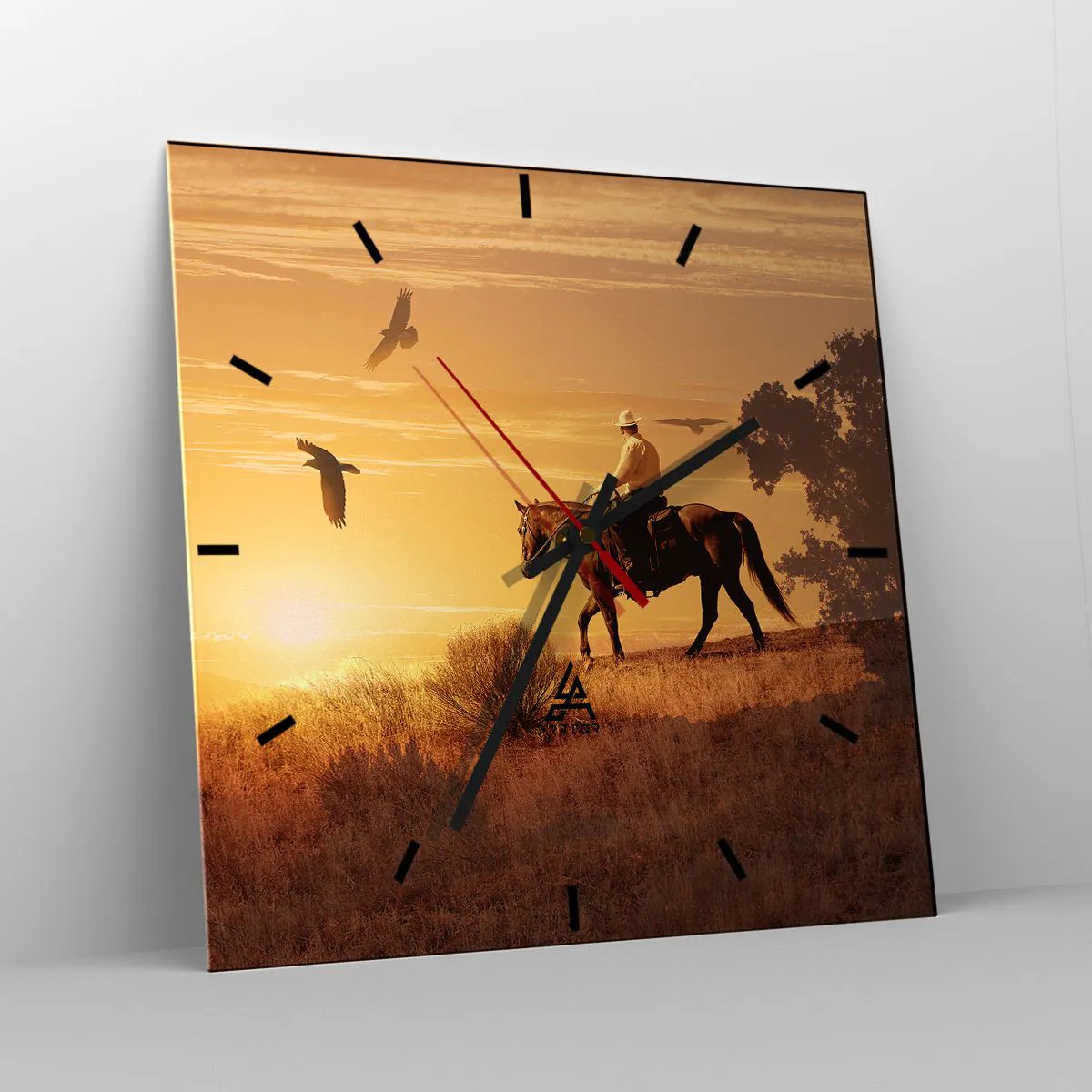 Relógio de parede - Relógio em vidro - Sozinho em toda a pradaria - 40x40 cm