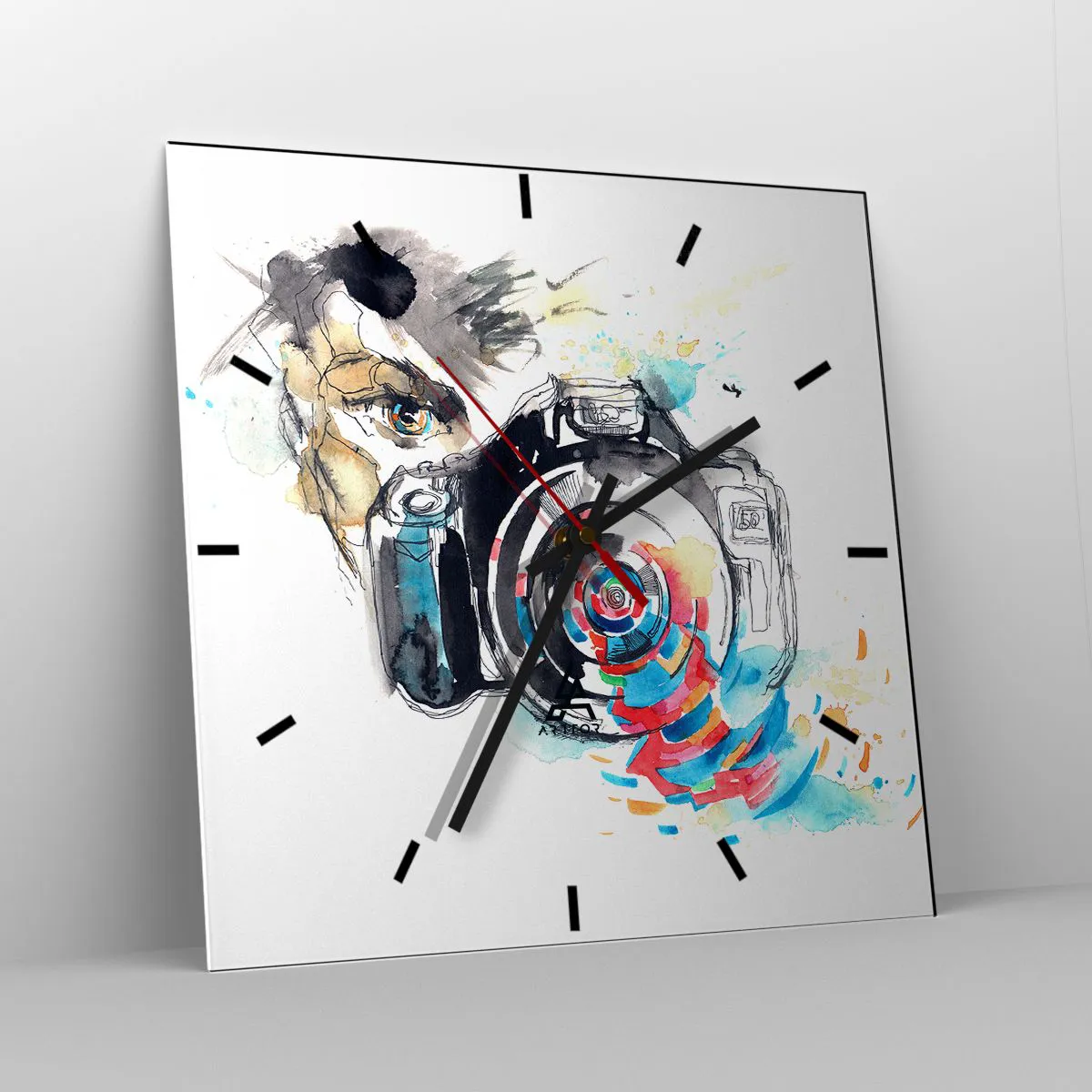 Ceas de perete - Ceas pe sticlă - În ochiul obiectivului - 40x40 cm