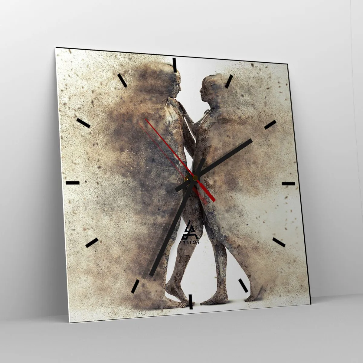 Väggklocka - Klocka på glas - Uppstådda ur aska för att älska - 40x40 cm