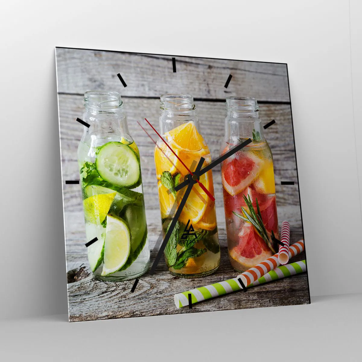 Ceas de perete - Ceas pe sticlă - Sănătoase prin natura - 40x40 cm