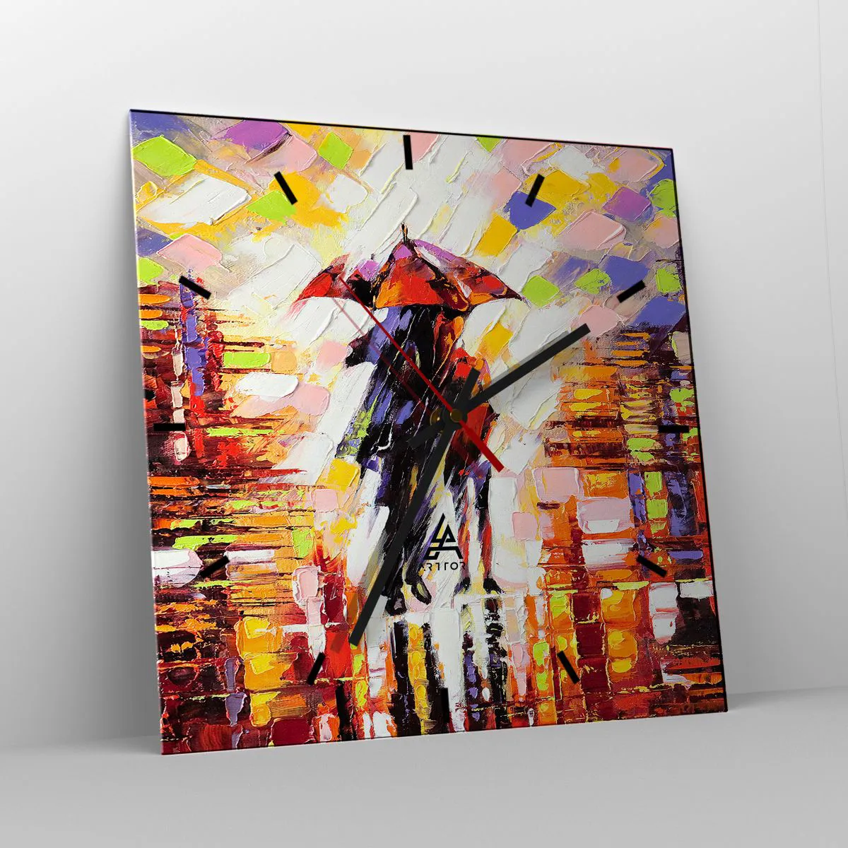 Ceas de perete - Ceas pe sticlă - Împreună prin noapte și ploaie - 40x40 cm