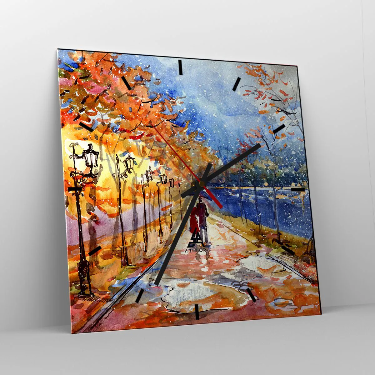 Ceas de perete - Ceas pe sticlă - Împreună până la limita de timp - 40x40 cm