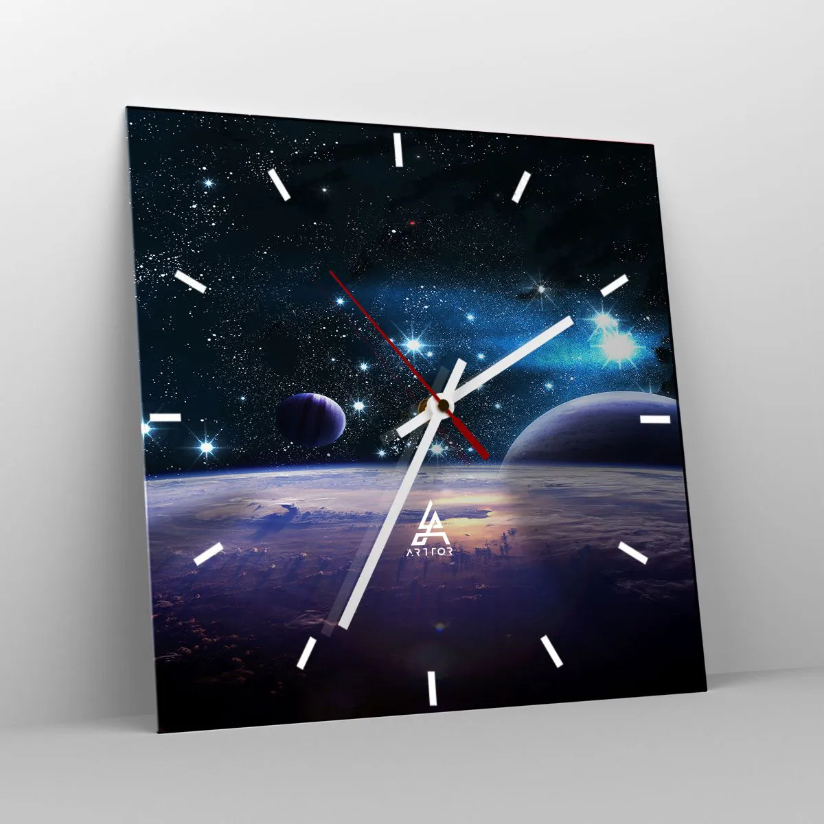 Wanduhr - Glasuhr - Noch allein? - 40x40 cm