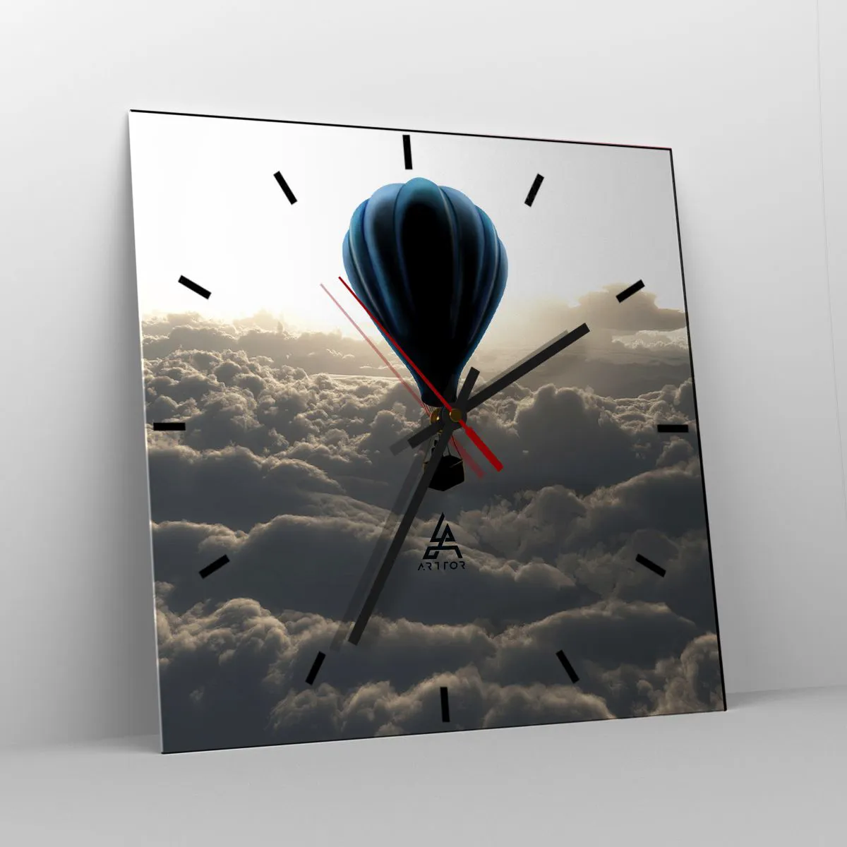 Wanduhr - Glasuhr - Ein Wanderer über den Wolken - 40x40 cm