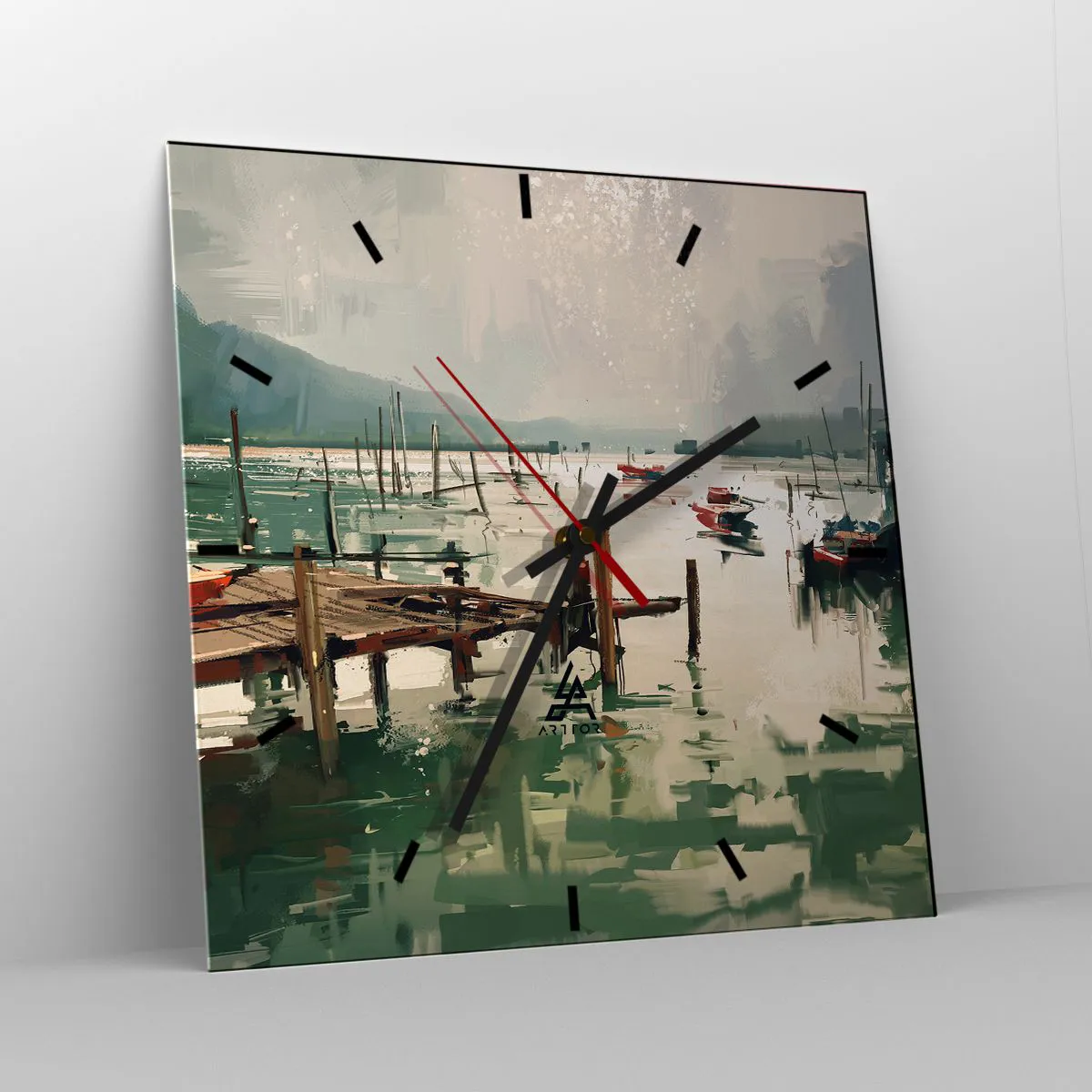 Relógio de parede - Relógio em vidro - Mergulhado na lua derretida - 40x40 cm