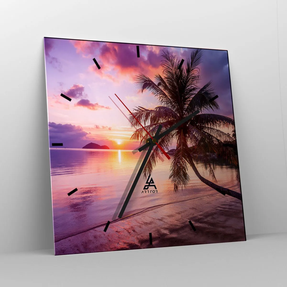 Ceas de perete - Ceas pe sticlă - Euforie până la orizont - 40x40 cm