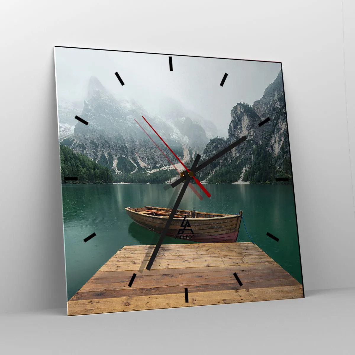 Wall clock - Clock on glass - Boat Found Solitude - 40x40 cm