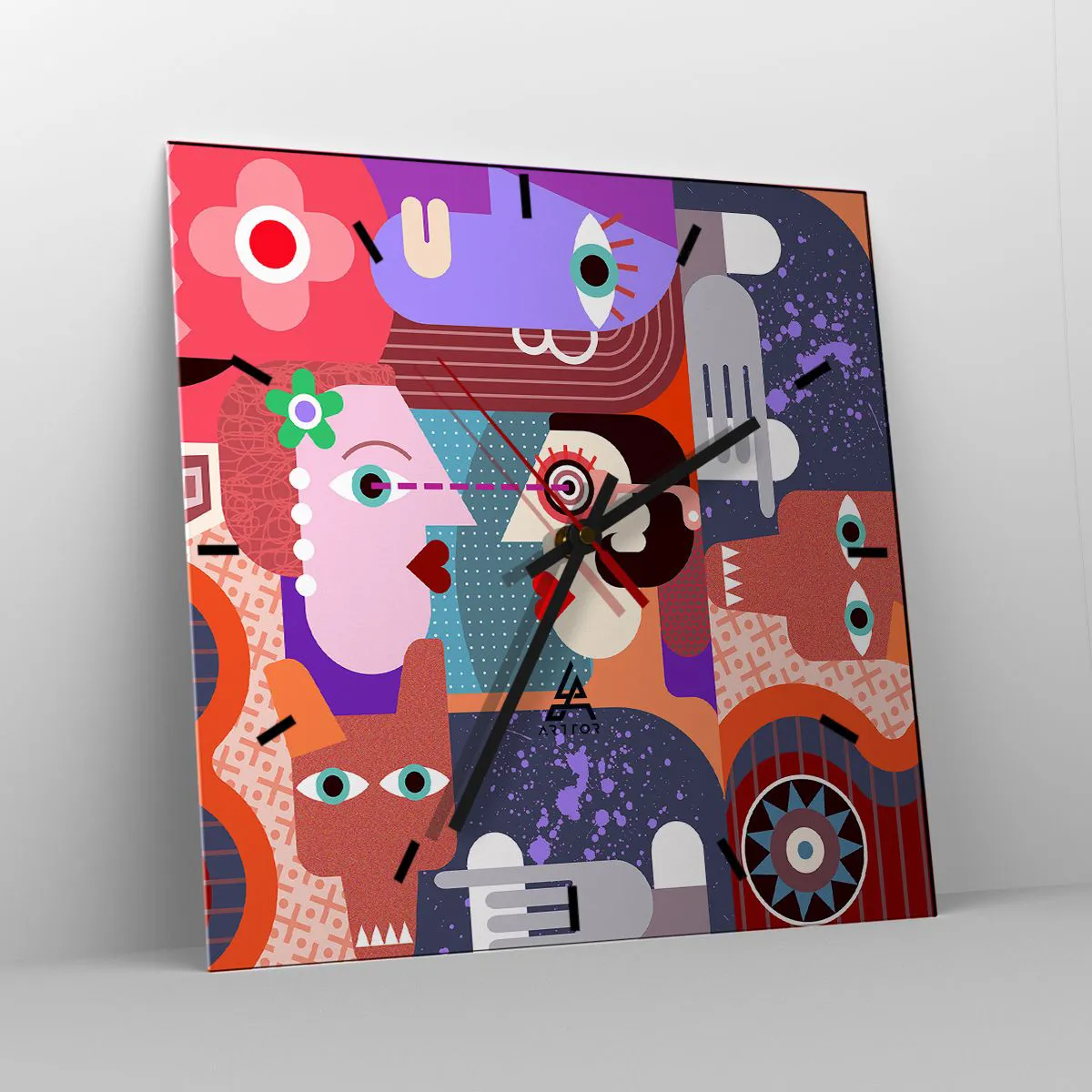 Orologio da parete - Orologio in Vetro - Faccia a faccia - 40x40 cm