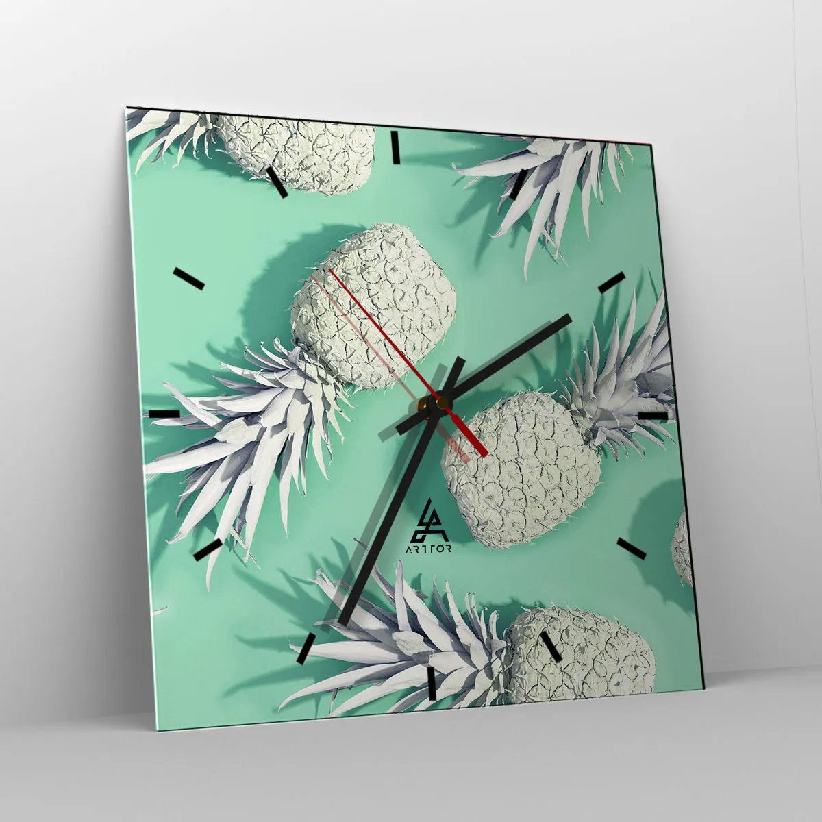 Relógio de parede - Relógio em vidro - Vão muito bem com a hortelã - 40x40 cm