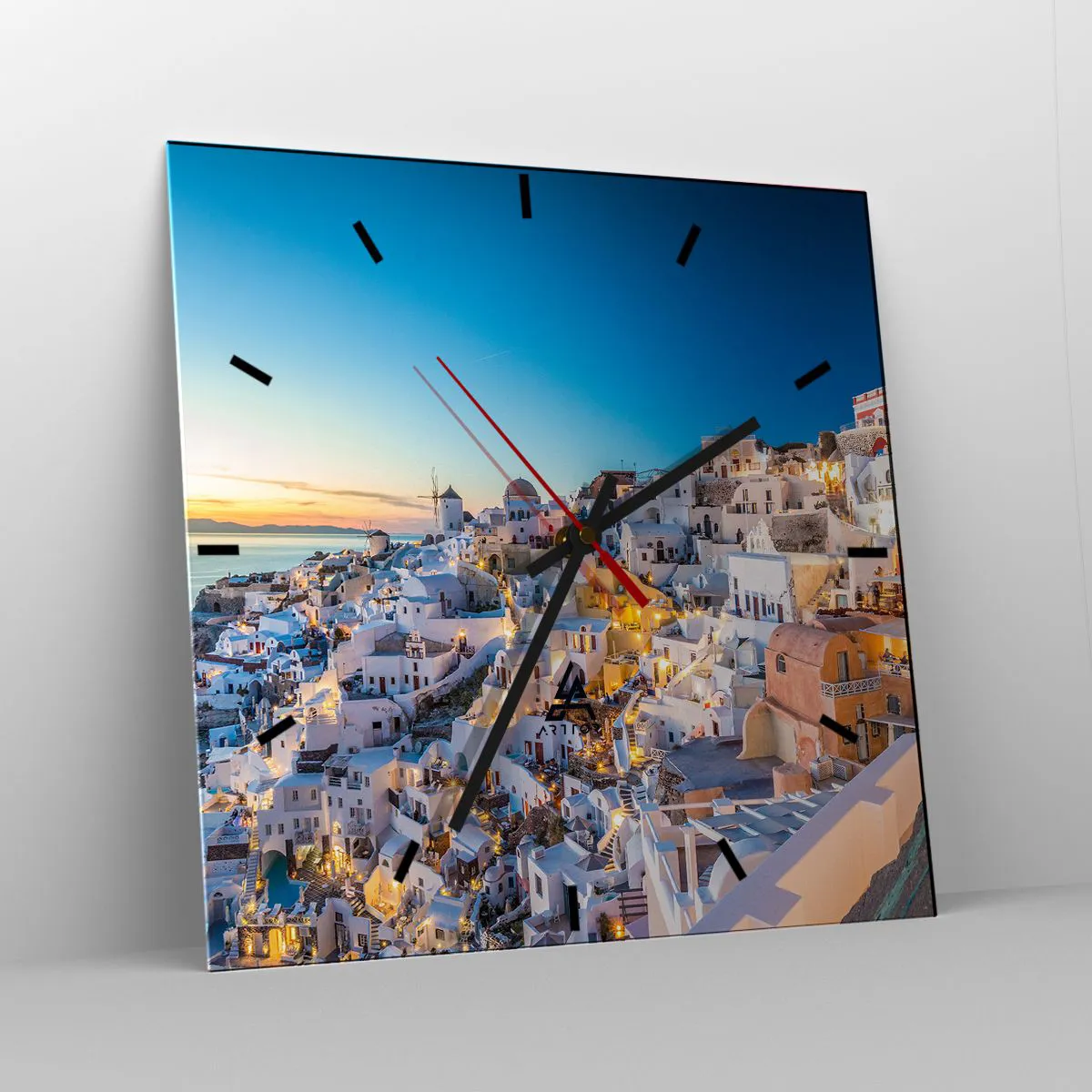 Wanduhr - Glasuhr - Die Essenz des Griechischen - 40x40 cm