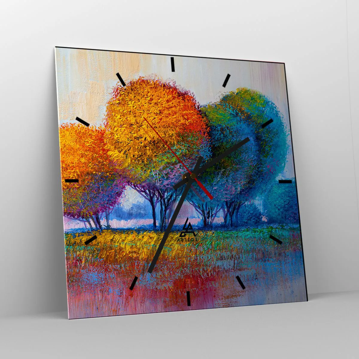 Wall clock - Clock on glass - Cluster of Dashing Colours - 40x40 cm