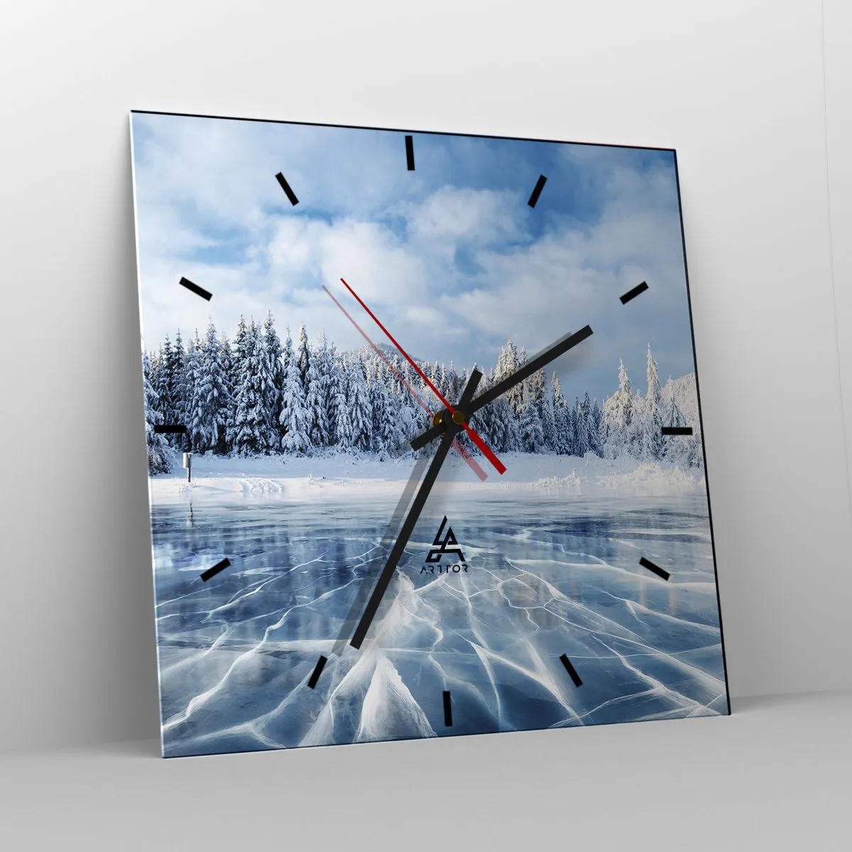 Reloj de pared - Reloj de vidrio - Vista deslumbrante y cristalina - 40x40 cm