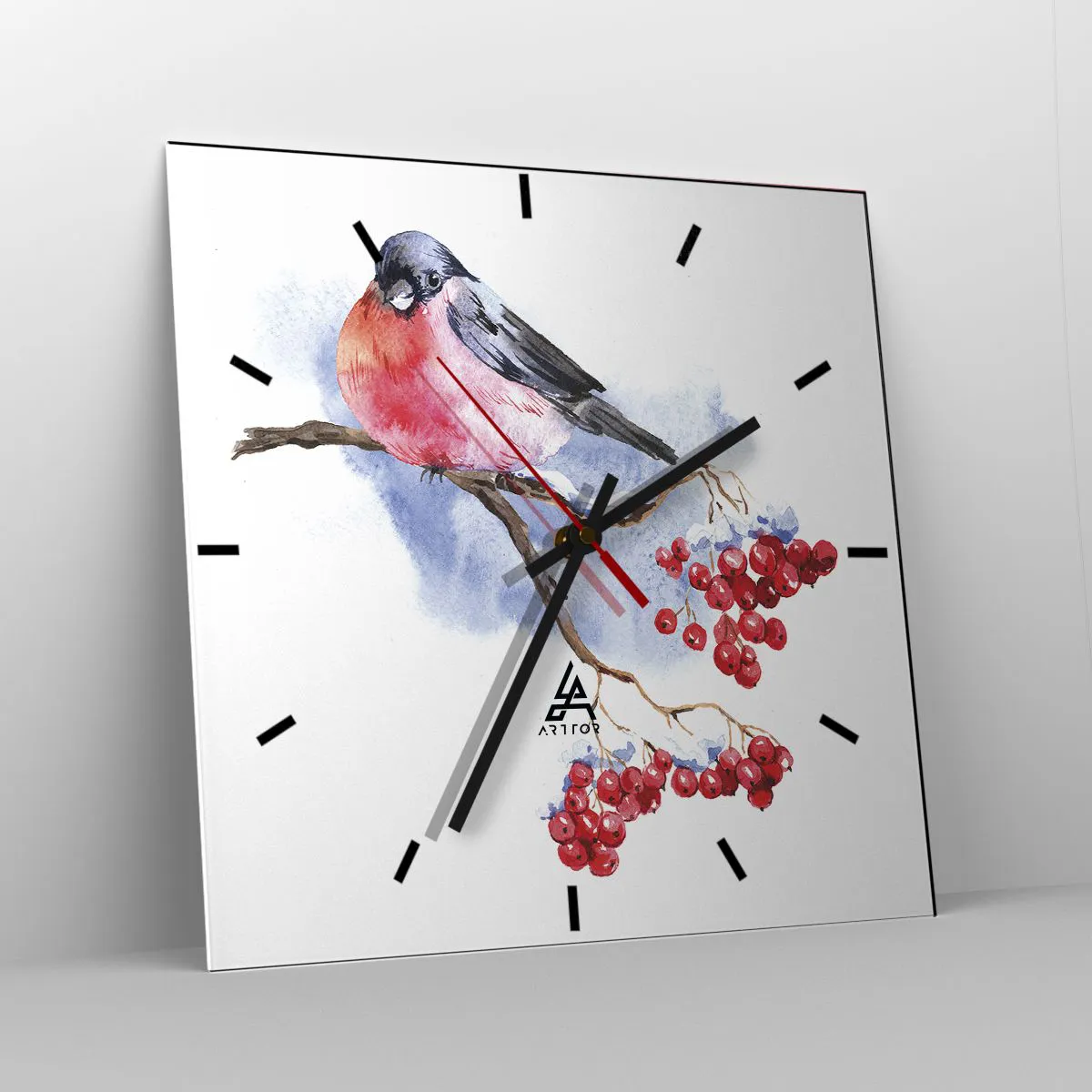 Relógio de parede - Relógio em vidro - Inverno a cores - 40x40 cm