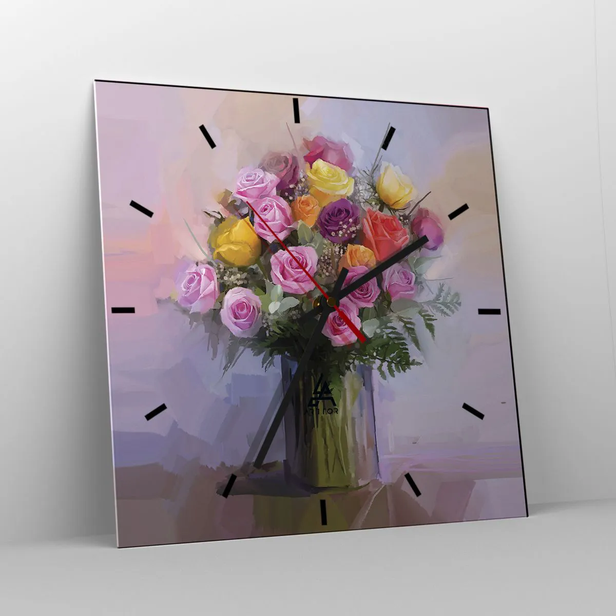 Relógio de parede - Relógio em vidro - Beleza retida - 40x40 cm