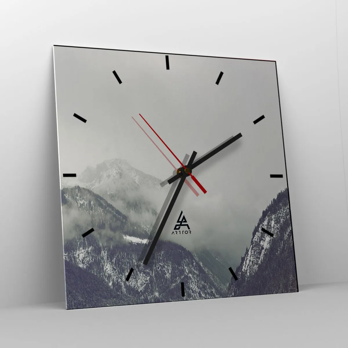 Ceas de perete - Ceas pe sticlă - Valea cețoasă - 40x40 cm
