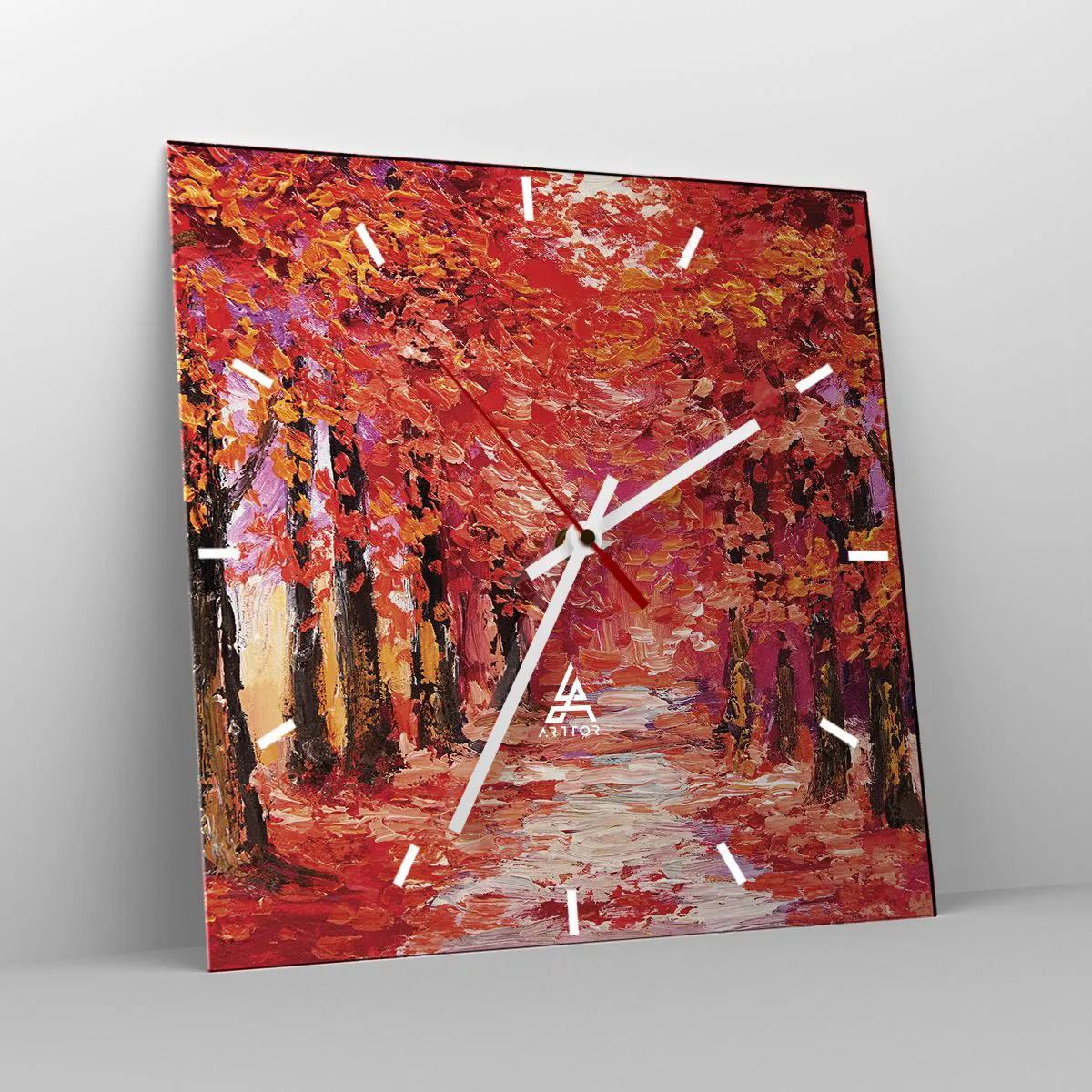 Wall clock - Clock on glass - Autumnal Impression - 40x40 cm
