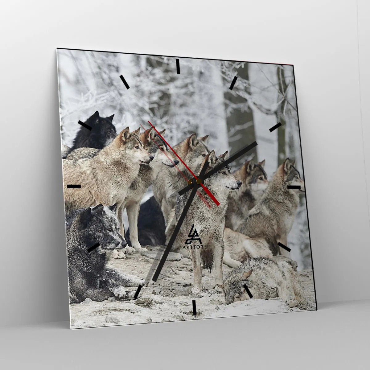 Wall clock - Clock on glass - Family and Friends - 40x40 cm