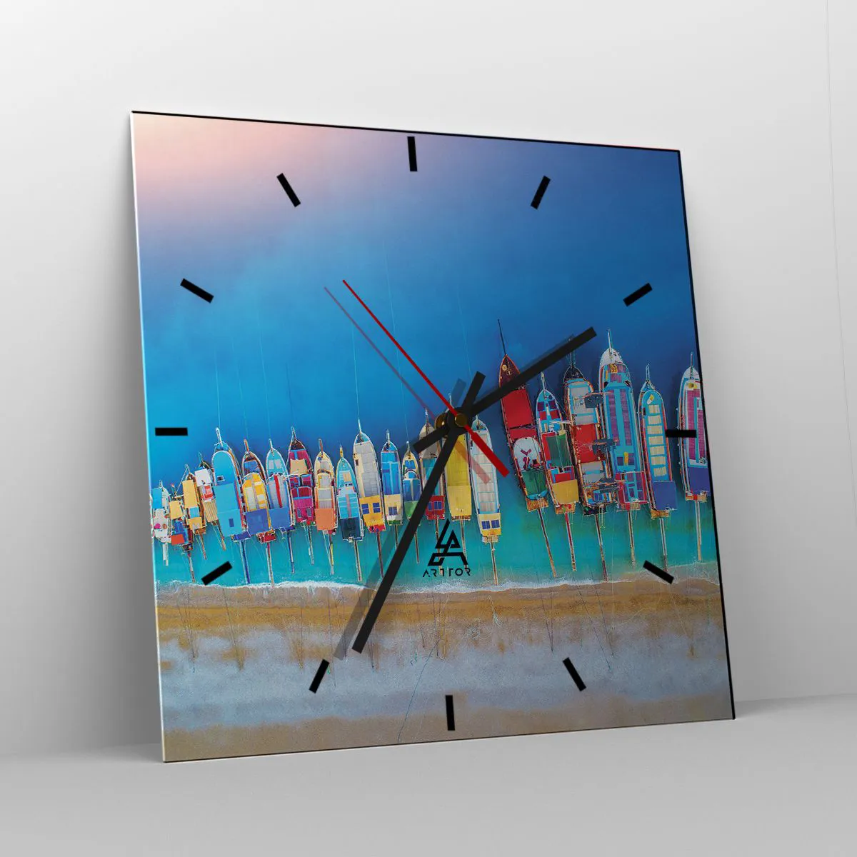 Ceas de perete - Ceas pe sticlă - Din perspectiva unei păsări - 40x40 cm