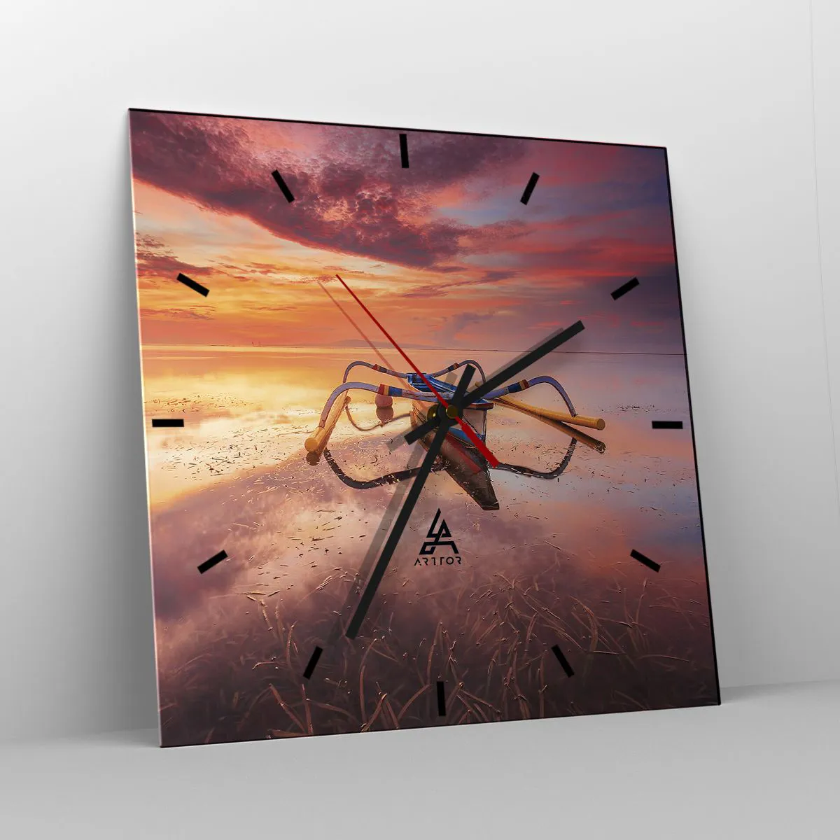 Ceas de perete - Ceas pe sticlă - Liniștea unei seri tropicale - 40x40 cm