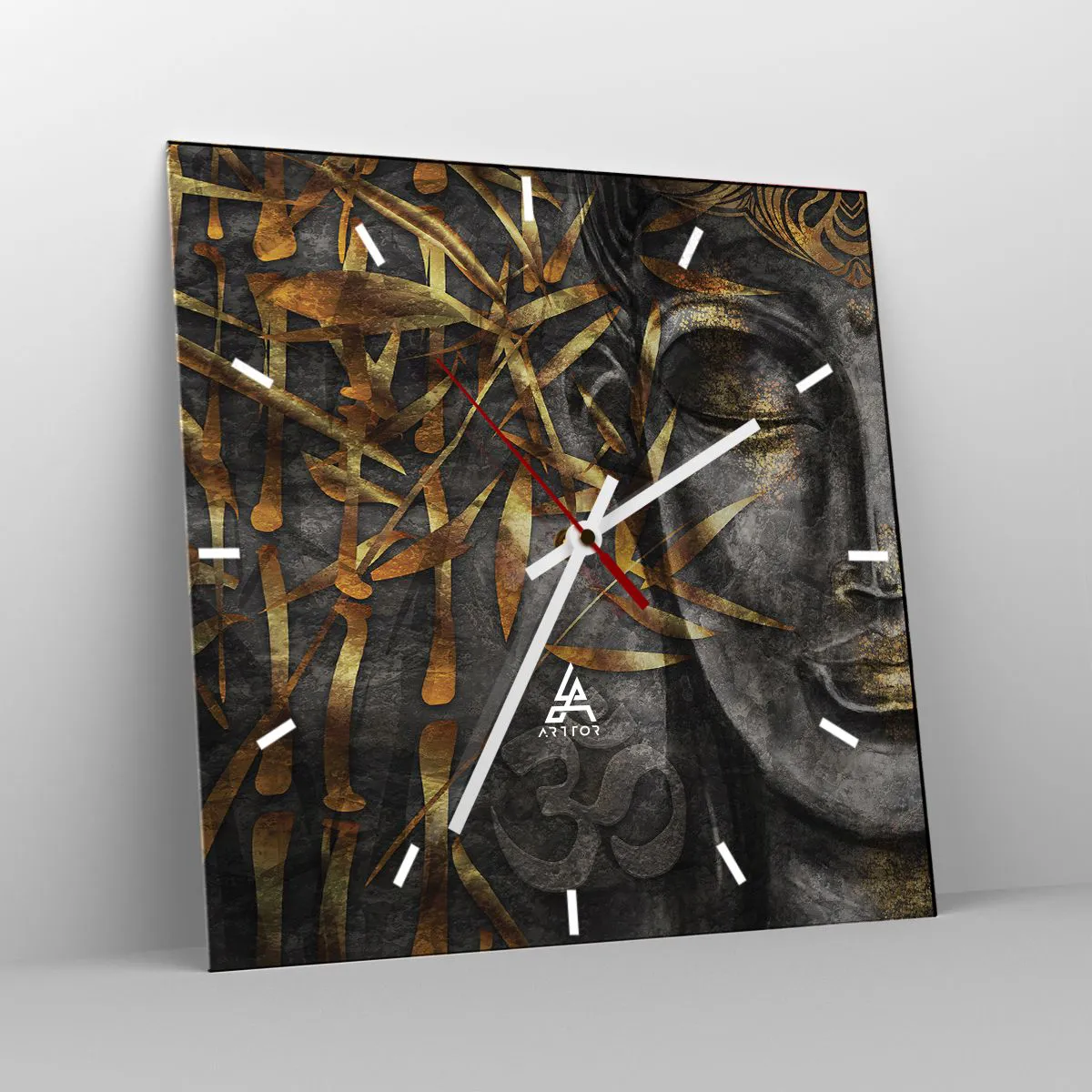 Ceas de perete - Ceas pe sticlă - Simțiți pacea - 40x40 cm