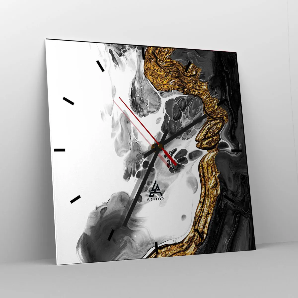 Wanduhr - Glasuhr - Organische Komposition - 40x40 cm