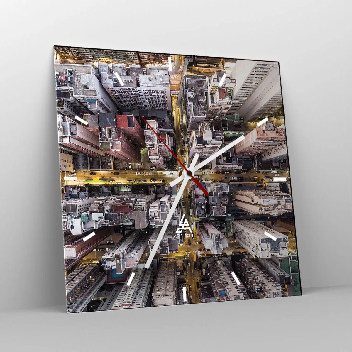 Wall clock - Clock on glass - Greetings from Hong Kong - 40x40 cm