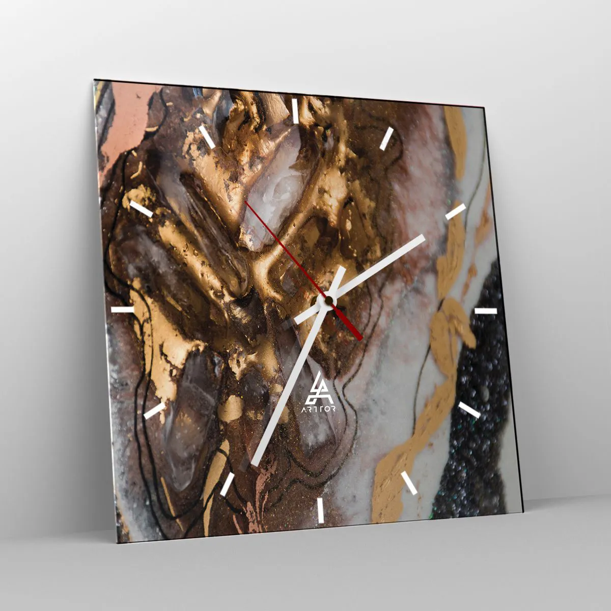 Relógio de parede - Relógio em vidro - O elemento terra - 40x40 cm