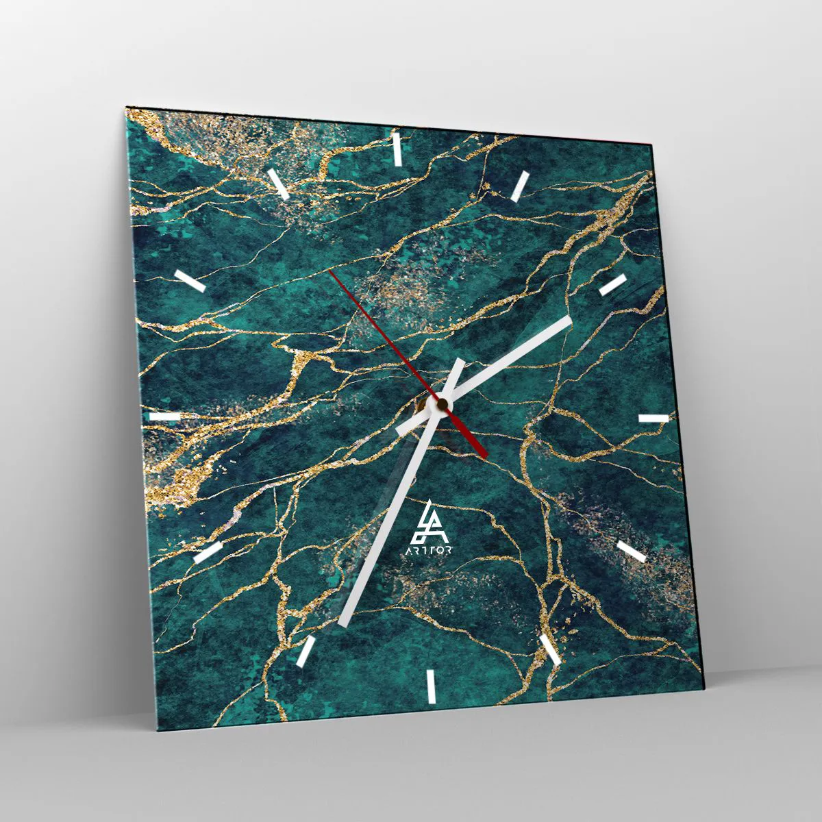 Wanduhr - Glasuhr - Goldmine - 40x40 cm