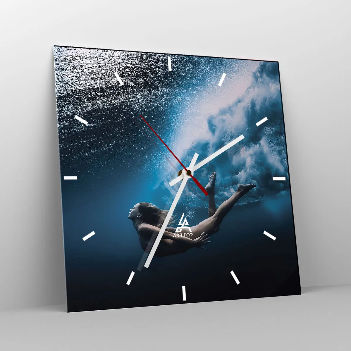 Ceas de perete - Ceas pe sticlă - Sirena modernă - 40x40 cm
